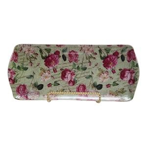 Royal Danube Chintz Floral 13 3/4" Cottage Core Rose Serving Tray Gold Trimmed